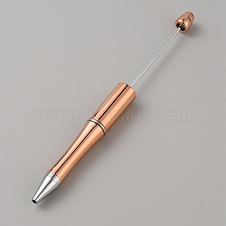 Plastic Ball-Point Pen, Beadable Pen, for DIY Personalized Pen with Jewelry Bead, Rose Gold, 146x12mm(FIND-TAC0010-85A)