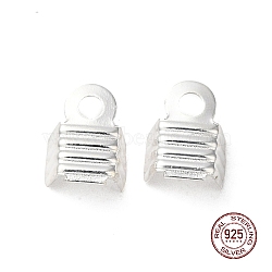 925 Sterling Silver Folding Crimp Ends, Silver, 7.5x6mm, Hole: 1.6mm, Inner Diameter: 5mm(STER-D006-25S)