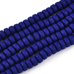 Handmade Polymer Clay Beads Strands, for DIY Jewelry Crafts Supplies, Flat Round, Dark Blue, 6~7x3mm, Hole: 1.5mm, about 113~116pcs/strand, 15.55 inch~16.14 inch(39.5~41cm).(CLAY-N008-98)
