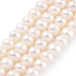 Natural Cultured Freshwater Pearl Beads Strands, Potato, Beige, 6~7mm, Hole: 0.6mm, about 29pcs/strand, 6.69 inch(17cm)(PEAR-C003-12I)