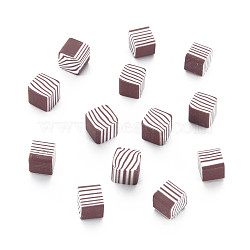 Handmade Polymer Clay Beads, No Hole, Cube, Saddle Brown, 5~5.5x5~5.5x4~5mm, about 5500pcs/1000g(CLAY-N006-93B)