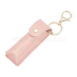 Portable Imitation Leather Chapstick Keychain Holder, Fashion Lipstick Case Holder Keychain, Pink, 16cm(KEYC-WH0029-56B)