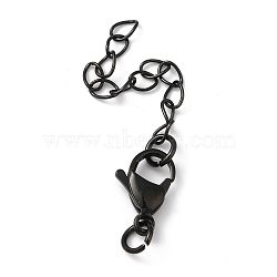 304 Stainless Steel Chain Extender, Black, 65~70mm, Clasp: 9x15mm, Chain: 43mm, Ring: 6x1mm.(STAS-O083-07B)