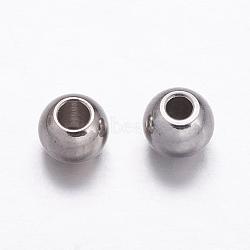 Tarnish Resistant 304 Stainless Steel Spacer Beads, Rondelle, Stainless Steel Color, Hole: 2mm, 4x3mm(STAS-K146-058-D)