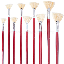 9Pcs Sector Painting Brush, Bristle Hair Brushes with Wooden Handle, for Watercolor Painting Artist Professional Painting, Dark Red, 28.8~31.6x0.6~1.2cm, 9pcs(AJEW-GF0004-56)