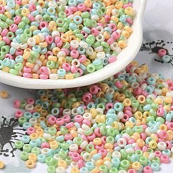 Baking Paint Glass Seed Beads, Donut, Colorful, 8/0, 2.5~3x1~1.5mm, Hole: 1~1.2mm, about 40909pcs/1pound(SEED-P006-03A-16)