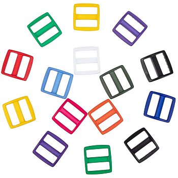 Plastic Buckles, Rectangle, Mixed Color, 33x31.5x7mm, Hole: 9x25.5mm, 6pcs/color, 66pcs/box