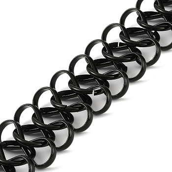 Rack Plating Aluminium Chain, Black, 39x16.2x4.2mm, about 6.56 Feet(2m)/Roll