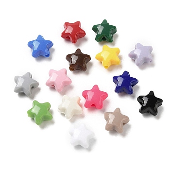 Opaque Acrylic Beads, Star, Mixed Color, 11x11.5x7mm, Hole: 2mm