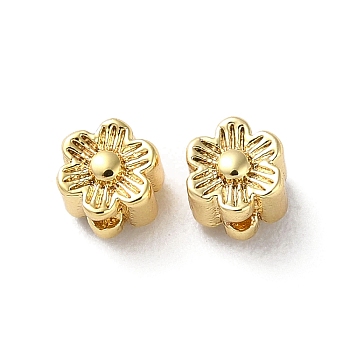 Brass Beads, Flower, Real 18K Gold Plated, 4.5x3.5mm, Hole: 1mm