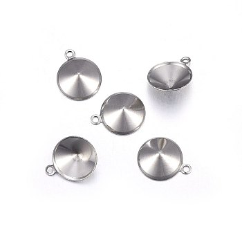 201 Stainless Steel Charms Rhinestone Settings, Cone, Stainless Steel Color, Fit for 8mm rhinestone, 10.5x8.5x3mm, Hole: 1mm