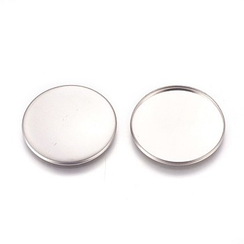 304 Stainless Steel Plain Edge Bezel Cups, Cabochon Settings, Flat Round, Stainless Steel Color, Tray: 30mm, 31.5x2mm