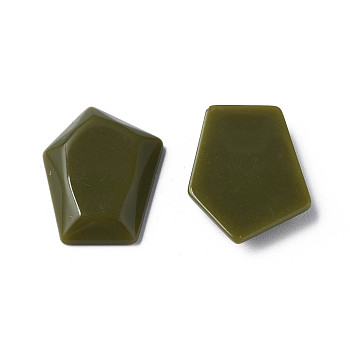 Opaque Acrylic Cabochons, Pentagon, Dark Olive Green, 23.5x18x4mm, about 450pcs/500g