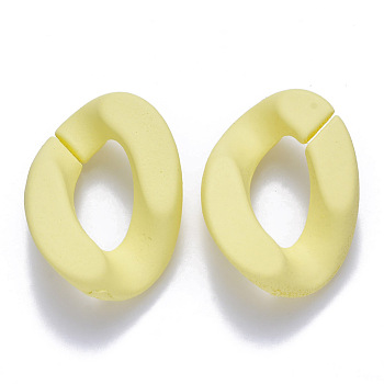Opaque Spray Painted Acrylic Linking Rings, Quick Link Connectors, for Curb Chains Making, Twist, Pale Goldenrod, 30x21x6mm, Inner Diameter: 16x8mm