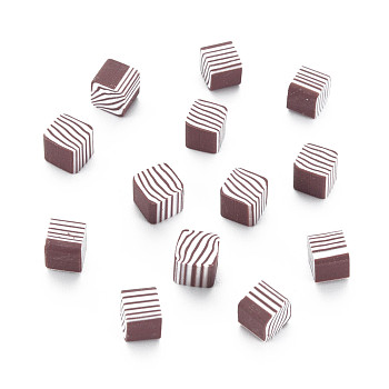 Handmade Polymer Clay Beads, No Hole, Cube, Saddle Brown, 5~5.5x5~5.5x4~5mm, about 5500pcs/1000g