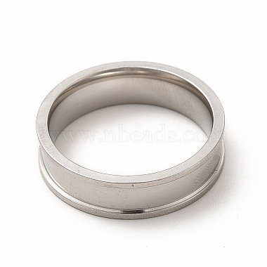 201 Stainless Steel Grooved Finger Ring Settings(STAS-P323-12P)-2