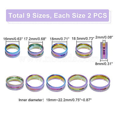 18Pcs 9 Size 201 Stainless Steel Grooved Finger Rings Set for Men Women(STAS-UN0045-59A-M)-3