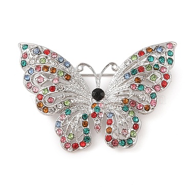 Colorful Butterfly Alloy+Rhinestone Brooch