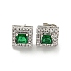 Square Brass Micro Pave Clear Cubic Zirconia Stud Earrings(EJEW-G387-03P)-2