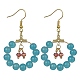 Boucles d'oreilles pendantes avec anneau en perles de verre imitation jade(EJEW-JE05568-01)-1
