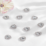 10Pcs Brass & Acrylic Sew On Rhinestone, Platinum, Faceted, Heart, Clear, 12.5x12.5x4.5mm, Hole: 1.2mm(FIND-LP0007-23)