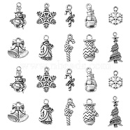 50Pcs 10 Style Tibetan Style Alloy Pendants, Mixed Shapes, for Christmas, Antique Silver, 15~30x8~16x1~5mm, Hole: 1.5~3mm, 5pcs/style(TIBEP-YW0001-63)