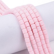 Handmade Polymer Clay Bead Strands, Column, Pink, 6.5x6mm, Hole: 1.2mm, about 61pcs/strand, 15.75 inch(40cm)(X-CLAY-ZX006-01-03)