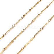 Ion Plating(IP) 304 Stainless Steel Bone Link Chains, Soldered, Textured, with Spool, Golden, 14.5x1x1mm, Ring: 2mm, about 10m/roll(CHS-G025-15G)
