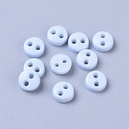Nylon Tiny Button, Micro Buttons, Sewing Buttons, 2-Hole, Light Sky Blue, 4.5x1.5mm, Hole: 0.8mm(X-BUTT-WH0014-28A)