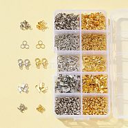 DIY Jewelry Making Finding Kit, Including Zinc Alloy Lobster Claw Clasps, Iron Bead Tips & Crimp Beads Covers & Folding Crimp Ends & Open Jump Rings, Platinum & Golden, 1300Pcs/box(DIY-FS0003-37)