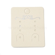 Rectangle Paper Earring Display Cards, Jewelry Display Cards for Earring Storage, Old Lace, 6x4.8x0.05cm, Hole: 8mm and 2mm(CDIS-M005-04)