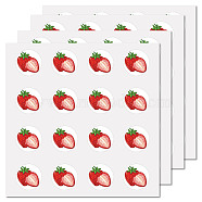 8 Sheets Plastic Waterproof Self-Adhesive Picture Stickers, Round Dot Cartoon Decals for Kid's Art Craft, Strawberry, 150x150mm(DIY-WH0428-002)