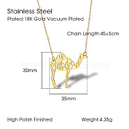 Stainless Steel Geometric Artistic Hollow Animal Pendant Necklaces, Clavicle Chain Necklaces for Women, Golden, Camel Shape, 17.72 inch(45cm)(JK0174-2)