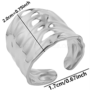 304 Stainless Steel Open Cuff Ring, Twist Wide Band Ring, Stainless Steel Color, Inner Diameter: 17mm(PW-WG28504-01)