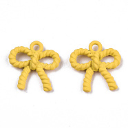 UV Plated Alloy Charms, Spray Painted, Cadmium Free & Lead Free, Twist Bowknot, Gold, 13x12x3mm, Hole: 1.4mm(X-PALLOY-S181-032A-RS)