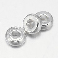Flat Round Brass Spacer Beads, Silver Color Plated, 6x2mm, Hole:1.8mm(KK-L106C-01S)