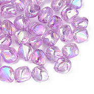 Transparent Acrylic Beads, AB Color Plated, Nuggets, Blue Violet, 10.5x10x8mm, Hole: 1.6mm, about 2300pcs/500g(MACR-S373-131-C06)