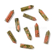 Natural Unakite Pointed Pendants, Faceted, Bullet, 30~33x8~9mm, Hole: 1.4~1.6mm(G-D460-01E)