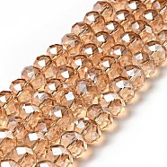 Handmade Imitate Austrian Crystal Faceted Rondelle Glass Beads, Camel, 12x8mm, Hole: 1mm, about 72pcs/strand(X-G02YI0Q4)