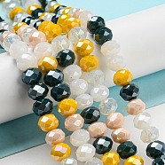 Glass Beads Strands, Faceted, Rondelle, Old Lace, 8x6mm, Hole: 1mm, about 65~68pcs/strand, 15.7~16.1 inch(40~41cm)(EGLA-A034-M8mm-38)