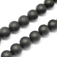 Natural Black Stone Bead Strands, Round, Black, 14mm, Hole: 2mm, about 28pcs/strand, 15.7 inch(G-R193-01-14mm)