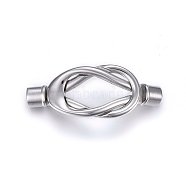 304 Stainless Steel Magnetic Clasps with Glue-in Ends, Knot, Stainless Steel Color, 44x18x7mm, Hole: 5mm(STAS-E440-23B-P)