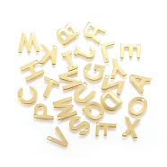 304 Stainless Steel Charms, Mixed Letters, Mixed, Golden, 11x6~12x0.8mm, Hole: 1mm(X-STAS-P141)