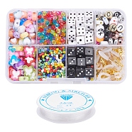 DIY Jewelry Set Making Kit, Including Acrylic & Glass Seed Beads, Iron Bead Tips & Jump Rings, Zinc Alloy Clasps, Eyeglass Holders, Elastic Thread, Mixed Color, Beads: about 1180pcs/box(DIY-YW0004-68)