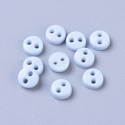 Nylon Tiny Button, Micro Buttons, Sewing Buttons, 2-Hole, Light Sky Blue, 4.5x1.5mm, Hole: 0.8mm(X-BUTT-WH0014-28A)