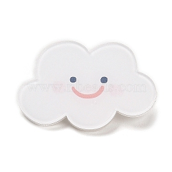 Cartoon Style Acrylic Brooch, Platinum Iron Pin for Backpack Clothes, Cloud, 21x32x2mm(JEWB-D016-01C)