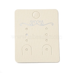 Rectangle Paper Earring Display Cards, Jewelry Display Cards for Earring Storage, Old Lace, 6x4.8x0.05cm, Hole: 8mm and 2mm(CDIS-M005-04)