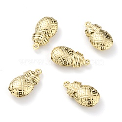 Brass Pendants, Long-Lasting Plated, Pineapple, Real 24K Gold Plated, 18x10x5mm, Hole: 1mm(KK-Z007-09G)