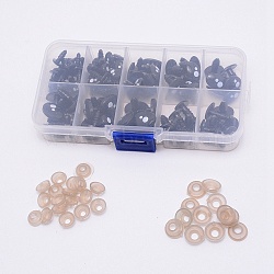 Plastic Rivets Screws, with Rubber Rings and Plastic Box, Black, 16x12mm, 7x9mm, 8x10mm, 9~9.5x12~13mm, 9.5~10x13mm, 100pcs/box(FIND-WH0060-28)