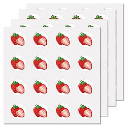 8 Sheets Plastic Waterproof Self-Adhesive Picture Stickers, Round Dot Cartoon Decals for Kid's Art Craft, Strawberry, 150x150mm(DIY-WH0428-002)